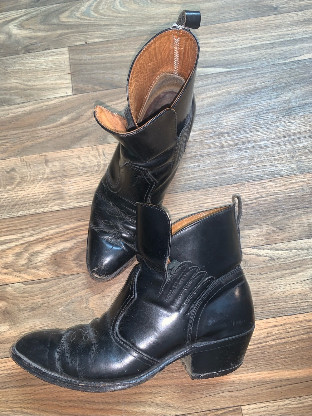 Classic Black Leather Cowboy Boots - Men